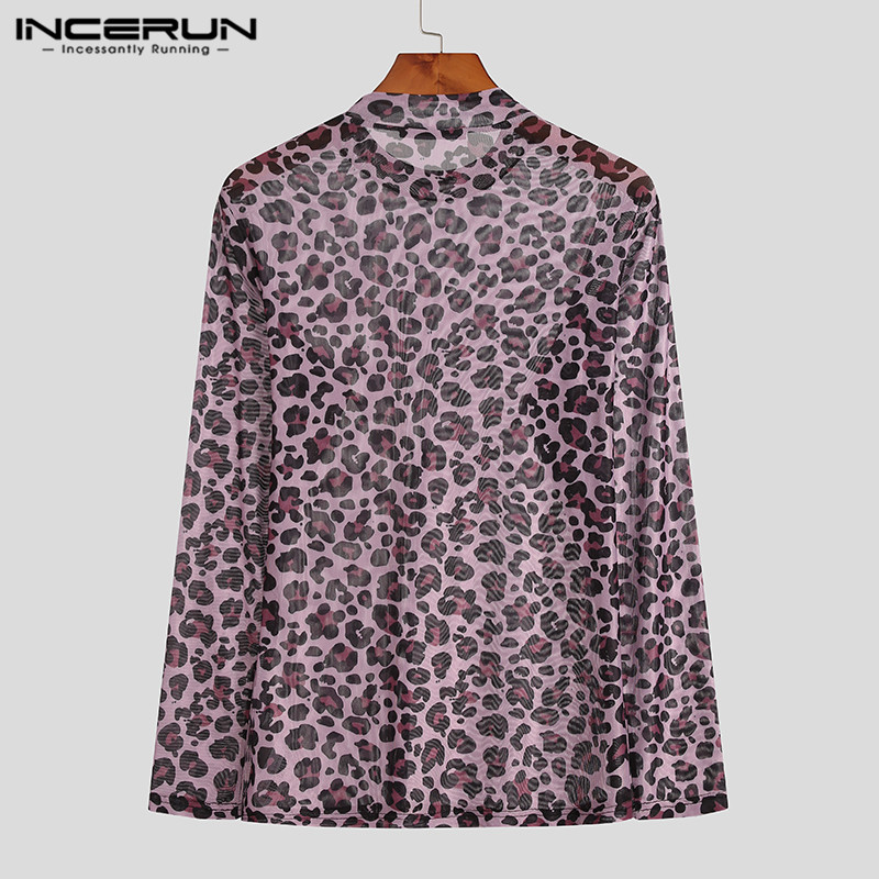 Áo Thun INCERUN Tay Dài Họa Tiết Da Báo Dành Cho Nam | BigBuy360 - bigbuy360.vn