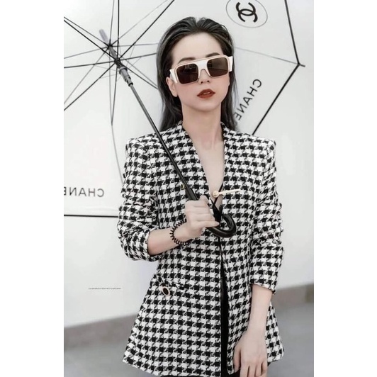⚡️BÁN SỈ⚡️Áo khoác dạ kẻ caro đen trắng