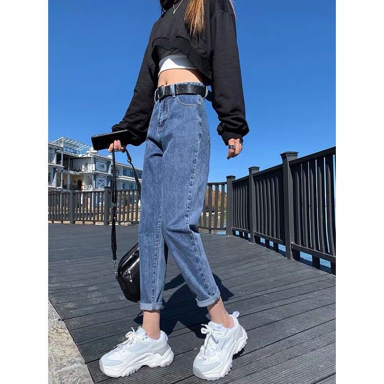 Quần jean baggy nữ BigSize Lưng Kiểu gài khuy tăng đơ, phong cách hàn quốc, màu xanh đá phom TO rộng đủ size 4142