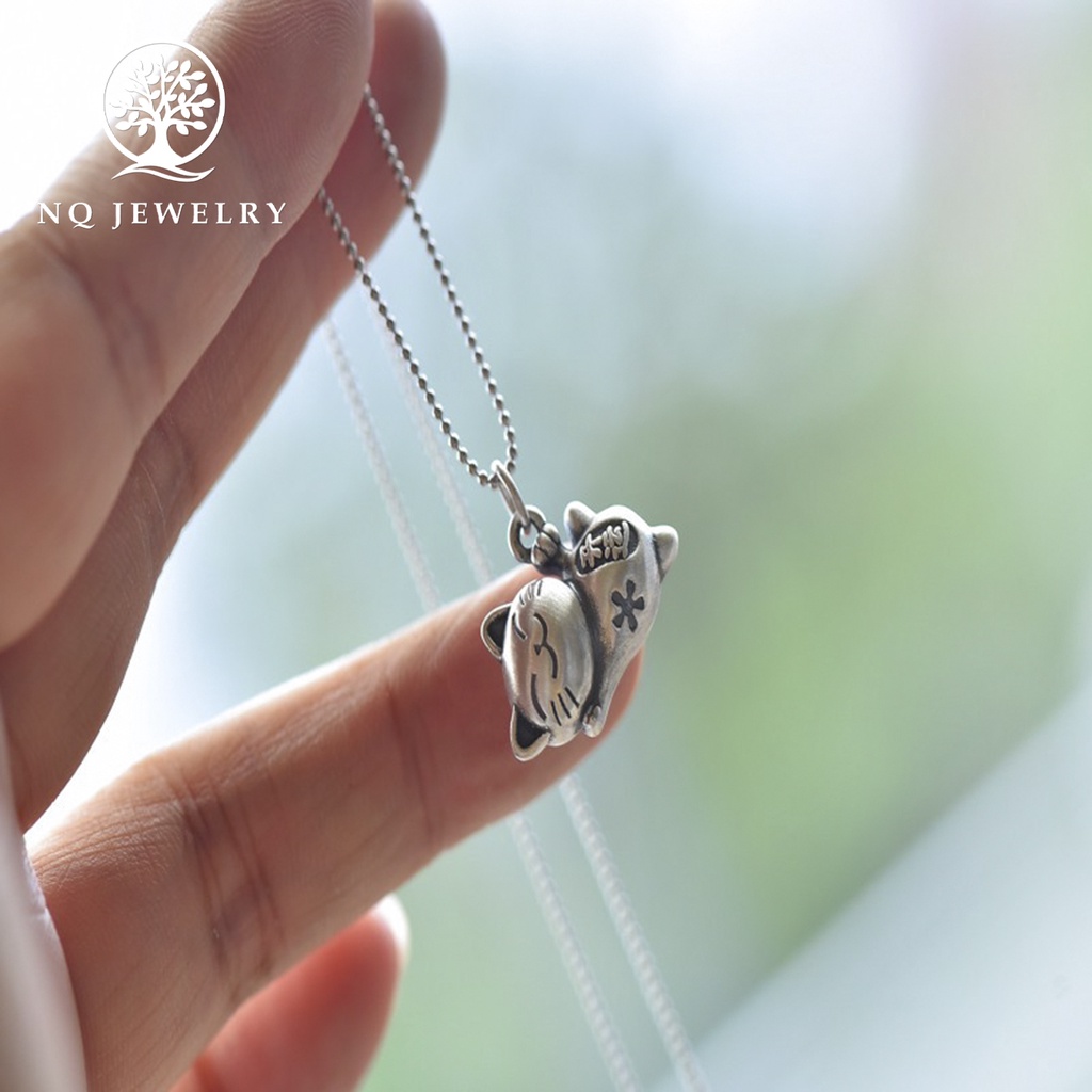 Charm bạc hình mèo thần tài treo - NQ Jewelry