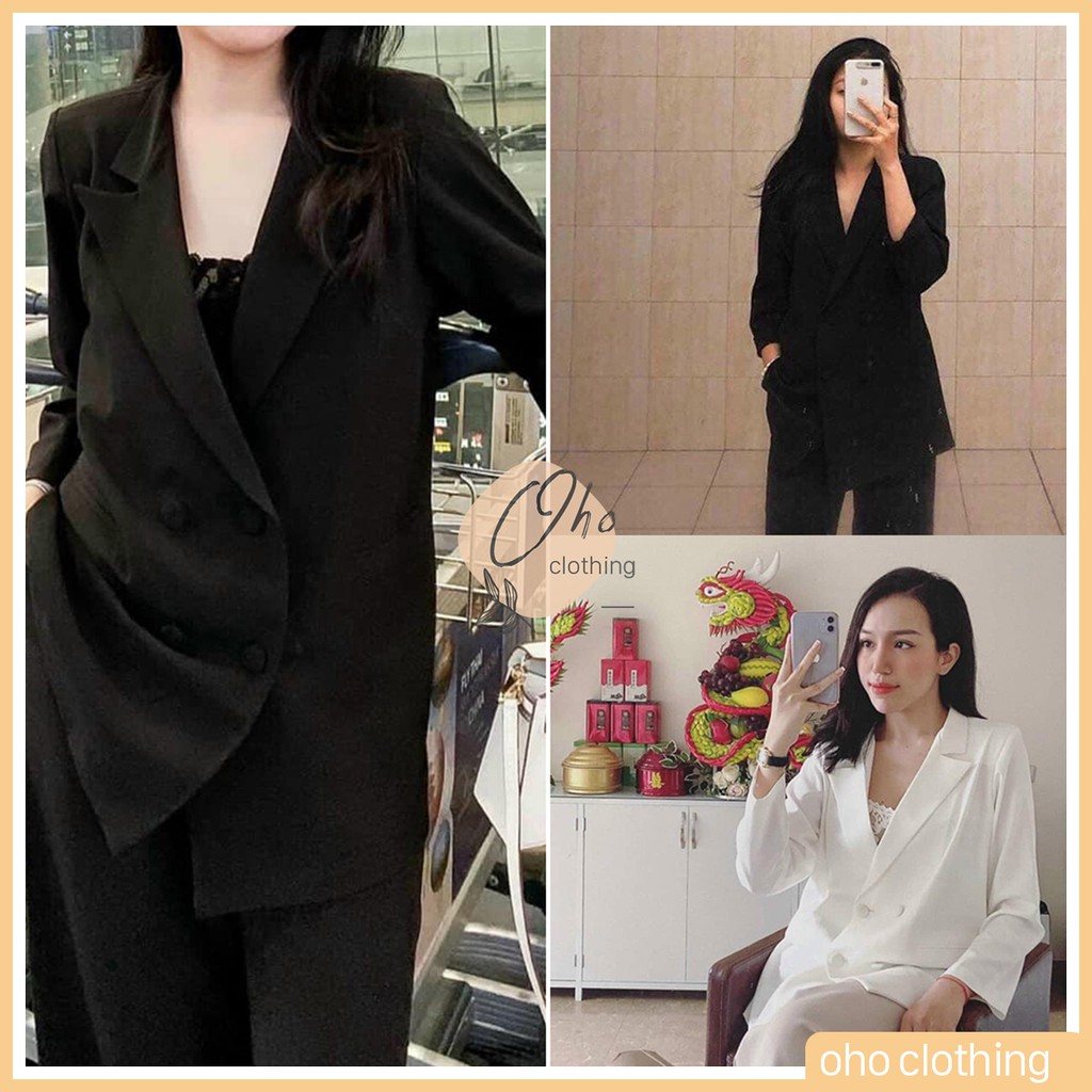 Áo Blazer Nữ, Áo Vest Dáng Suông 2 Màu Đen Trắng Cao Cấp - Có Ảnh Thật - Oho Clothing