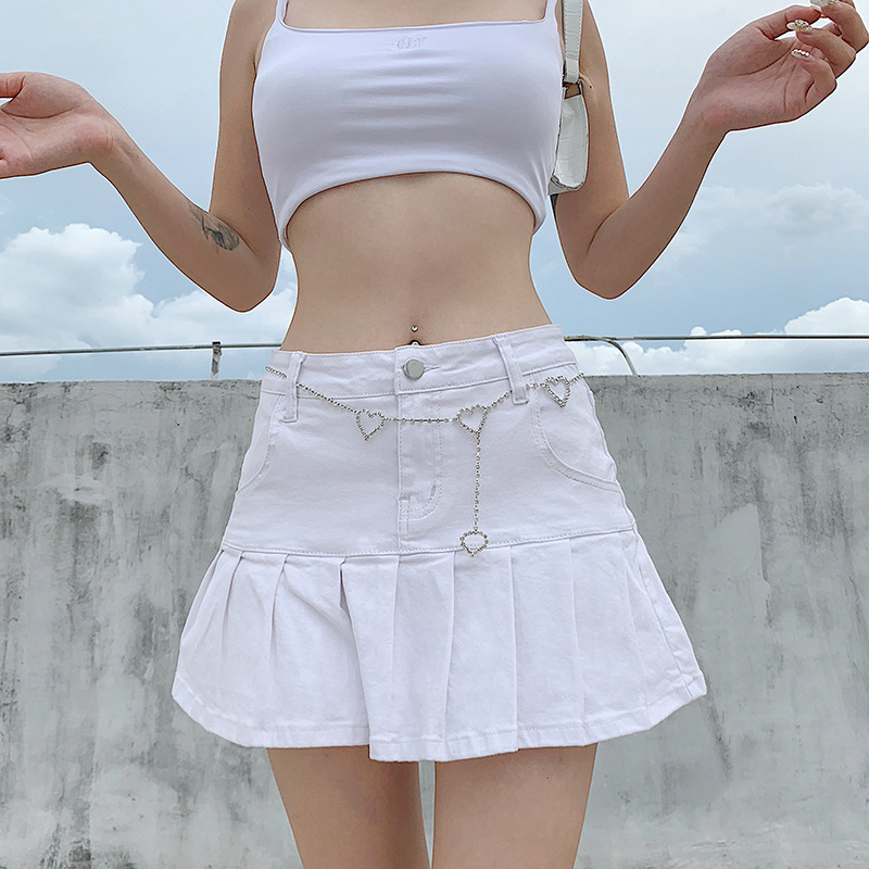 DUNEA Chân váy jean Xếp Li Quyến Rũ Dành Cho Nữ