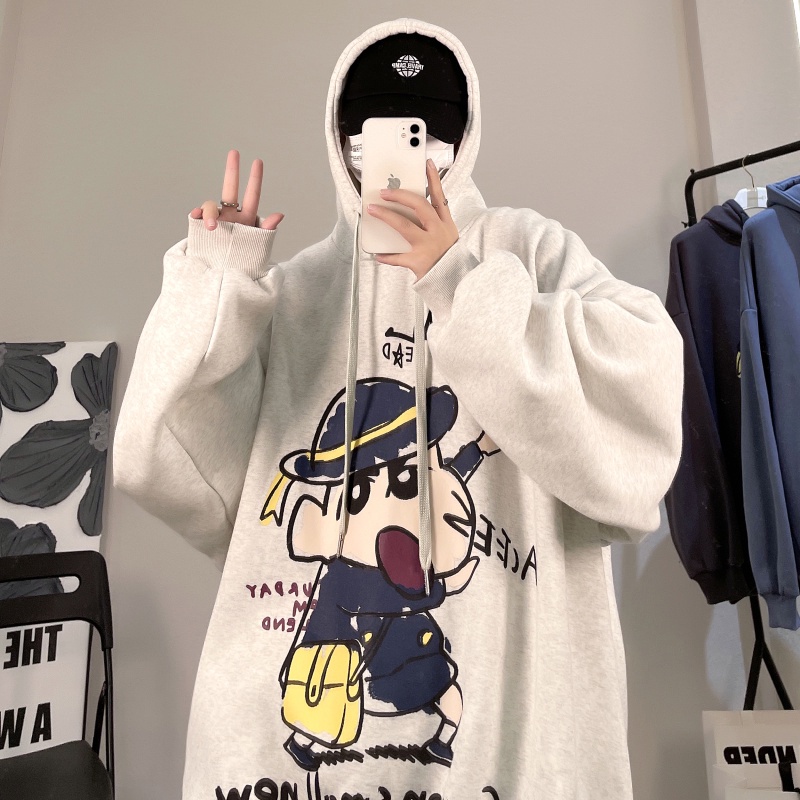 Áo khoác hoodie dáng rộng họa tiết hoạt hình phong cách hip hop thời trang xuân thu cho nam