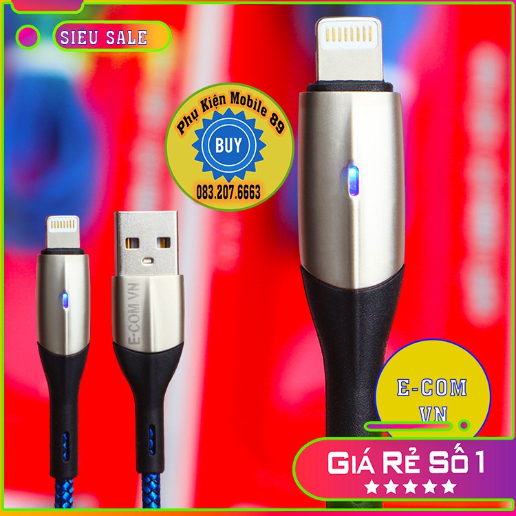 ( E-com) Dây sạc IPdài 1M 2m có đèn led báo hiệu-Tự ngắt-Bảo hành 1 đổi 1