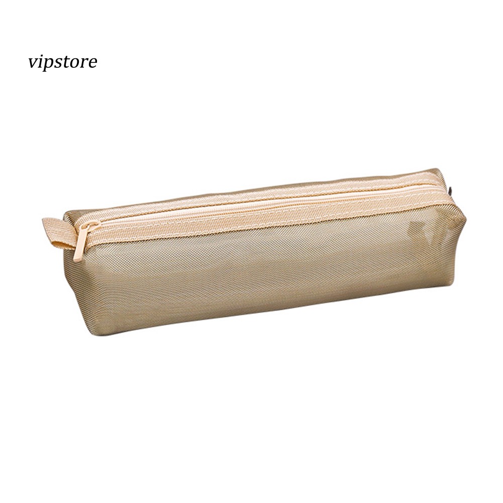 Túi Lưới Đựng Bút Màu Sắc Trơn Tiện Dụng