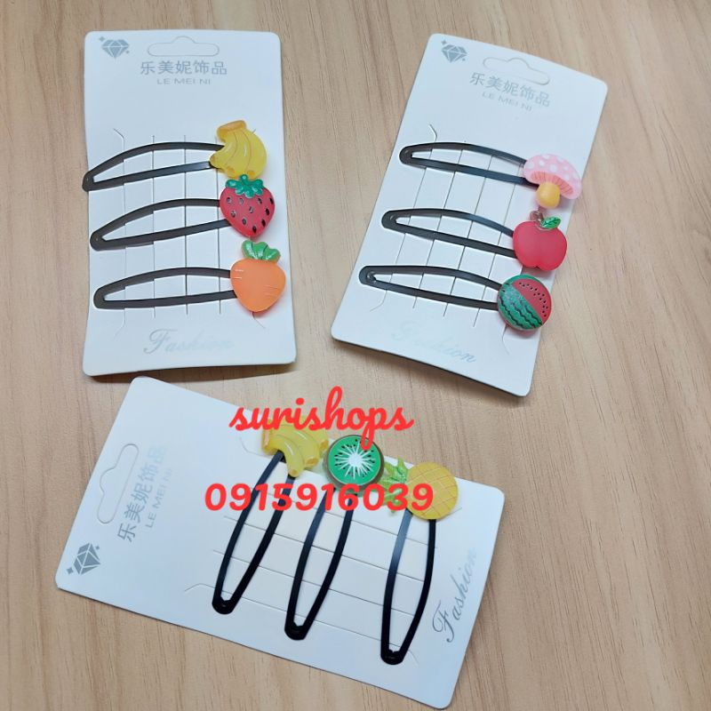 Set 3 kẹp tóc trái cây kẹp bấm giao ngẫu nhiên