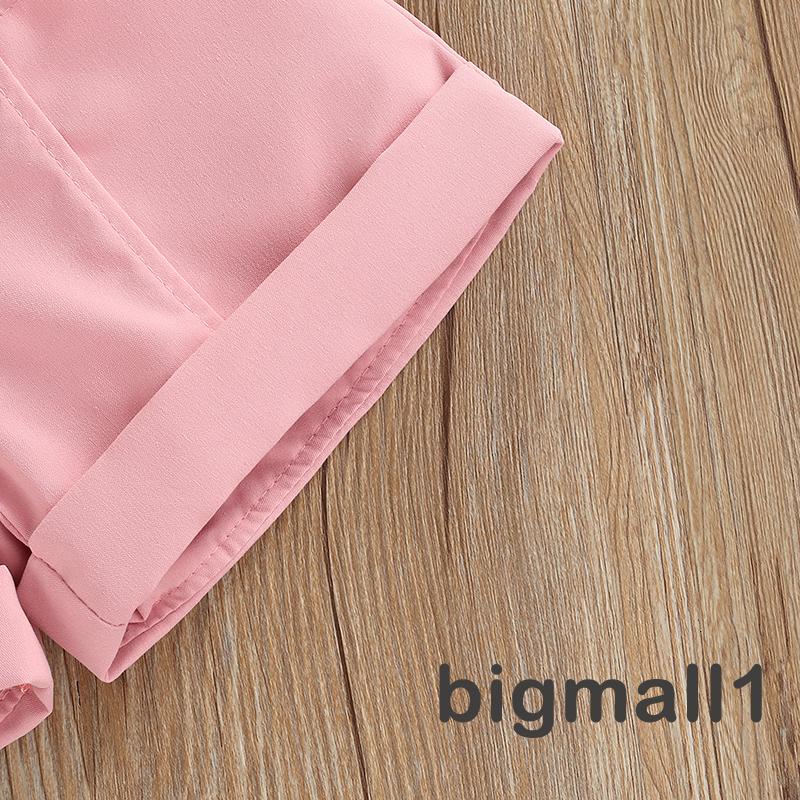 BIGMALL-6months-4years Baby Girl Tanks Tops + Shorts + Waist Bag, Pockets Decoration Casual Style Summer Clothing Set