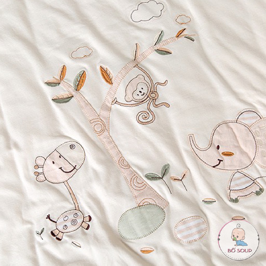 Chăn ủ cho bé sơ sinh hình họa tiết chất liệu cotton an toàn cho bé