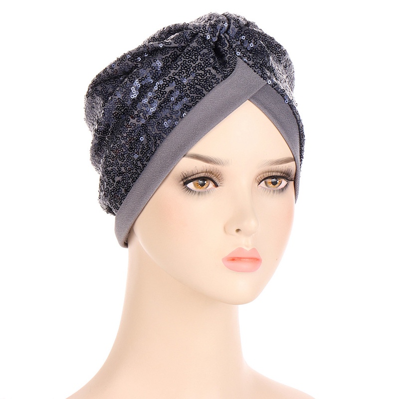1 Mũ Turban Đính Kim Sa Màu Sắc Lấp Lánh Thời Trang Cho Nữ