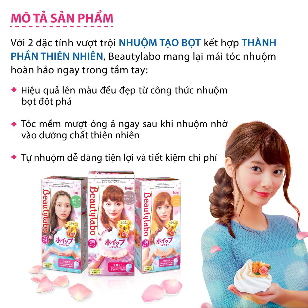 Combo Thuốc nhuộm tóc tại nhà dạng bọt Beautylabo Whip 125ml và Serum Dưỡng Tóc Beautylabo 120ml