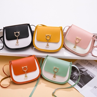 Fashion Small Bag Korean Style New Casual Small round Bag Contrasting Color Phone Bag Cool Women's Bag Single-Shoulder Crossbody Bag