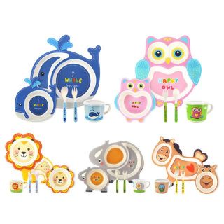 Bộ bát ăn dặm sợi tre hình thú cho bé