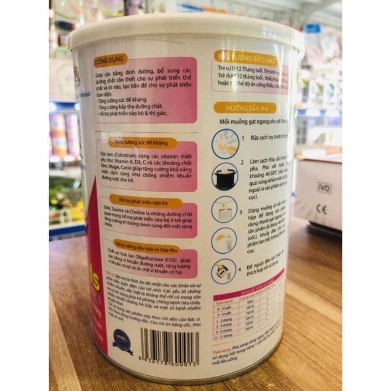 Sữa Baamilk kids dành cho trẻ sinh non , nhẹ cân , thiếu hoặc mất sữa mẹ  lon400g / lon 900g