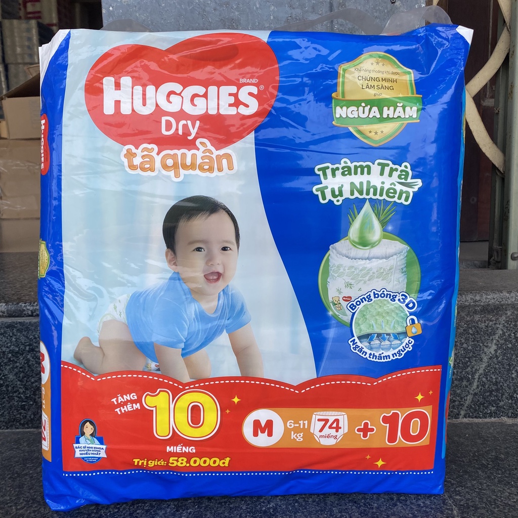 Tã quần Bỉm quần Huggies gói đại, siêu đại đủ size M74, L68, XL62, XXL56 êm mềm không lo hằn đỏ