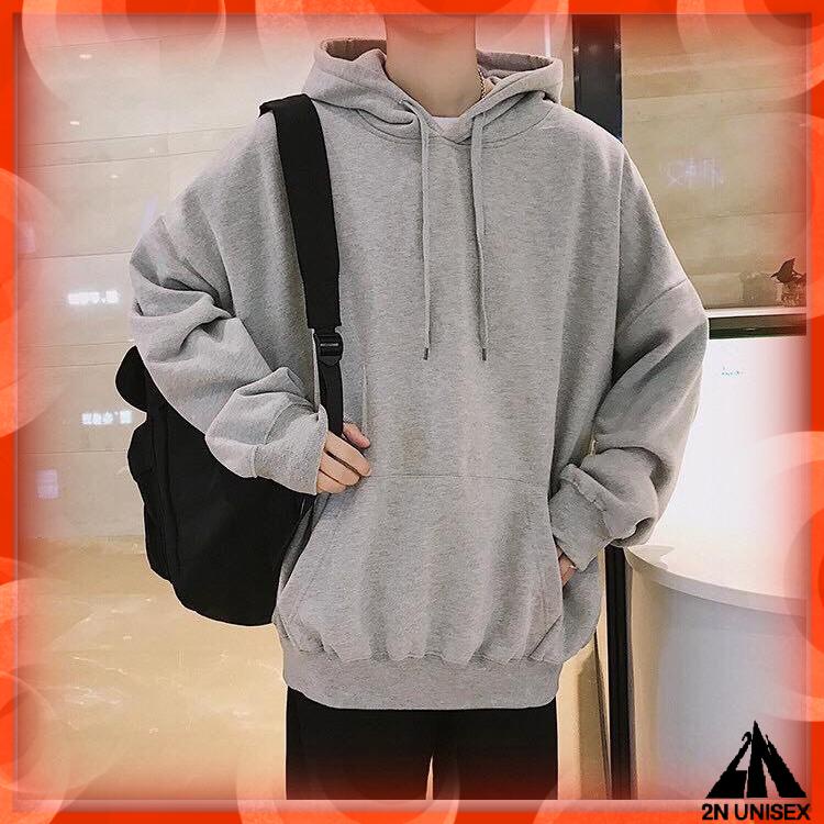 Áo khoác nỉ bông cotton dày mịn - hoodie form rộng unisex trơn basic - 2N Unisex