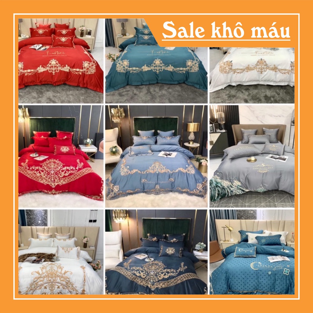 Bộ chăn ga giường tencel hoa lụa cao cấp 4 món miễn phí bo chun mọi kích thước | BigBuy360 - bigbuy360.vn