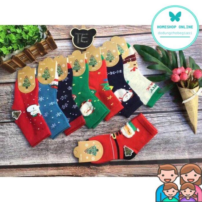 Combo 3 đôi Tất noel cao cổ tất giáng sinh đẹp trai gái từ 1 đến 8 tuổi