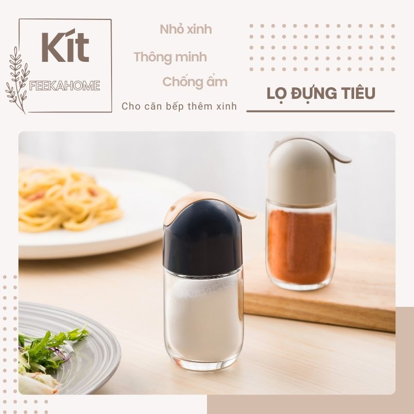 Hộp đựng gia vị thủy tinh FEEKA chống ẩm thông minh, hũ đựng gia vị muối - tiêu cao cấp 100ml
