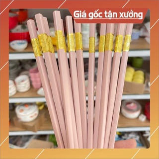 Giá Siêu Rẻ 10 đôi đũa Đũa ăn cơm, đũa carbon mạ vàng Hàn Quốc chống mốc cao cấp - Hàng Loại 1