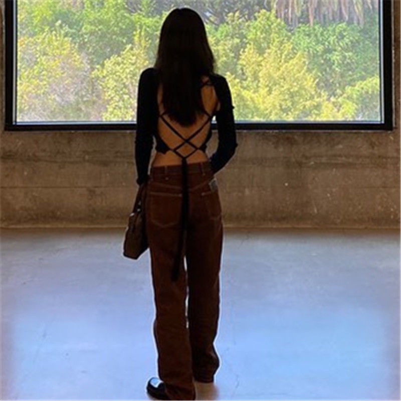 Áo kiểu tay dài cổ chữ V thiết kế thanh lịch