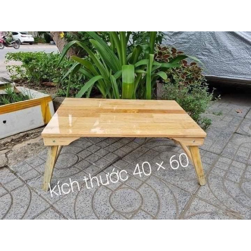 Bàn gấp gọn mini gỗ tự nhiên, bàn gỗ đa năng chân xếp 40x60cm