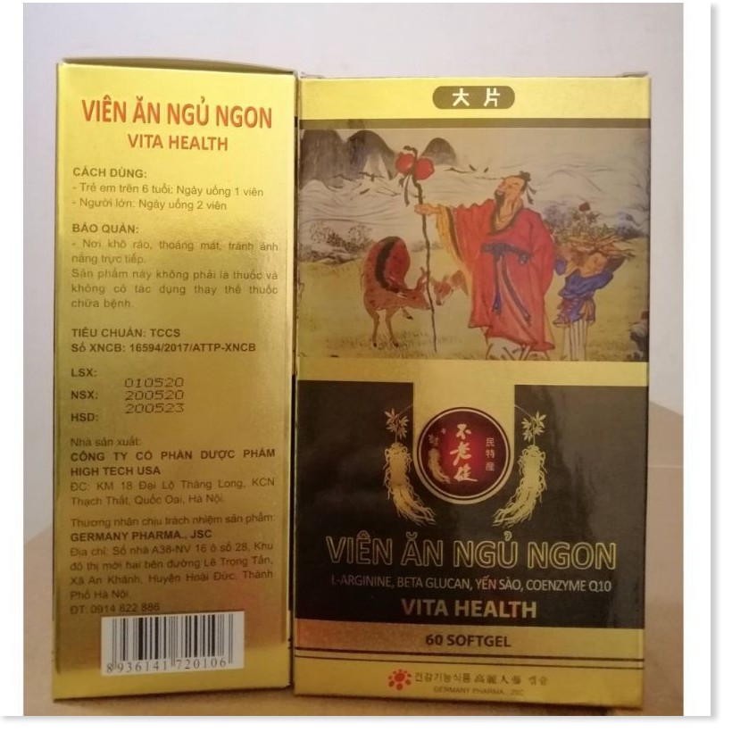 Viên ăn ngủ ngon Vita Health - Hộp 60 viên