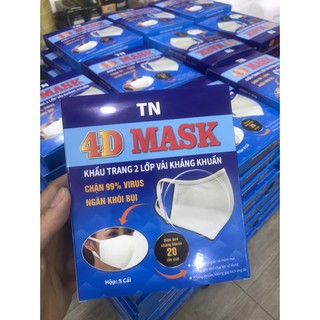 [Xả kho] Combo 5 cái Khẩu trang 4D Mask 2 lớp vải kháng khuẩn chặn được 99% virus