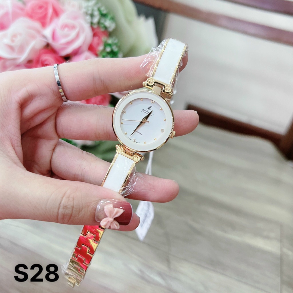 Đồng Hồ Lắc Tay Nữ Jelife Dây Mix Đá Ceramic - Chống Nước Tốt - 28mm