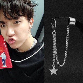 Khuyên tai nam kẹp vành xỏ lỗ, khuyên tai nam đẹp J-Hope thả ngôi sao