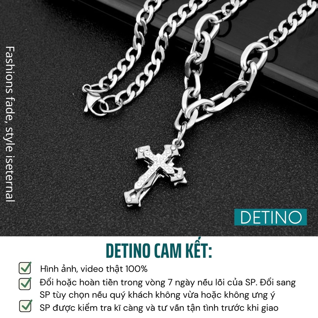 Dây chuyền thánh giá nam titan, vòng cổ chữ thập Cuban unisex không gỉ không phai màu DETINO DC10