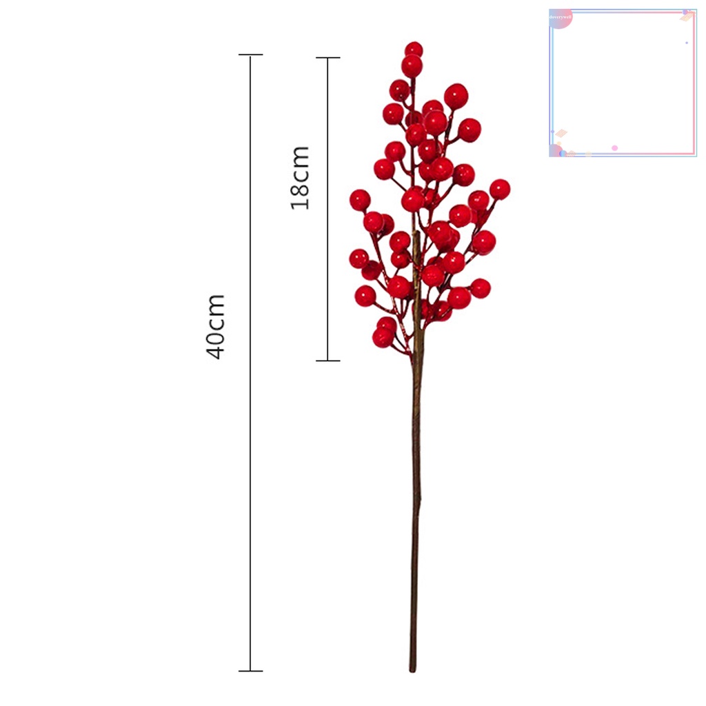 Bộ 2 Nhánh Cây Nhựa Nhân Tạo Màu Đỏ Chống Nước Trang Trí Giáng Sinh DIY