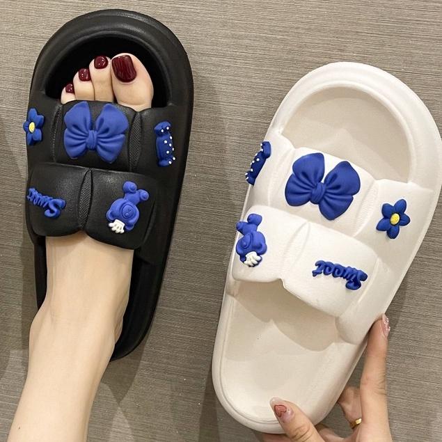 Dép Nữ Quai Ngang, Dép Bánh Mì Gắn Sẵn Sticker Siêu Nhẹ DP27