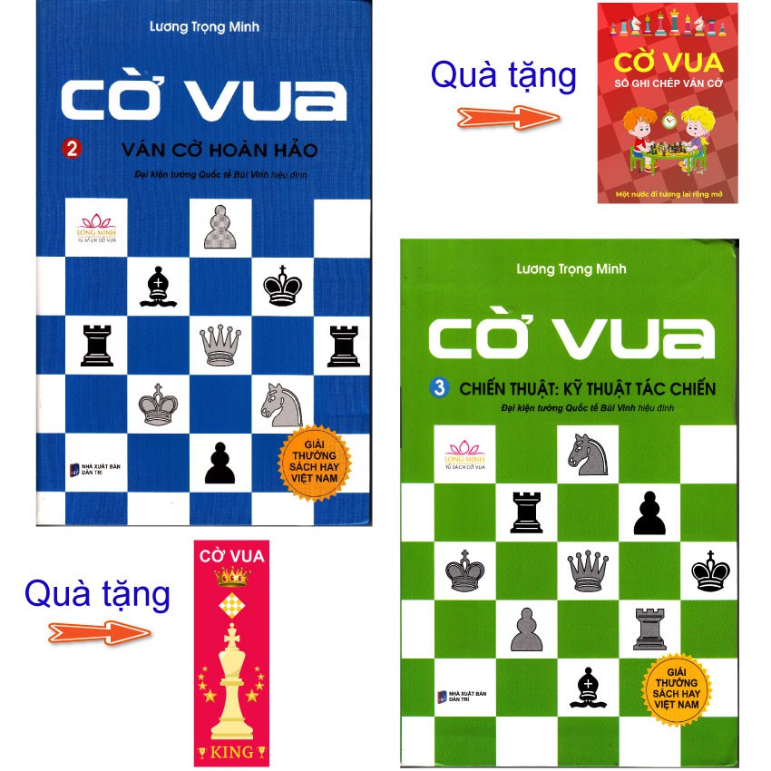 Sách-Combo 2 cuốn CỜ VUA, VÁN CỜ HOÀN HẢO (Tập 2), CHIẾN THUẬT: KỸ THUẬT TÁC CHIẾN (tập 3), tặng bookmark và Sổ ghi chép