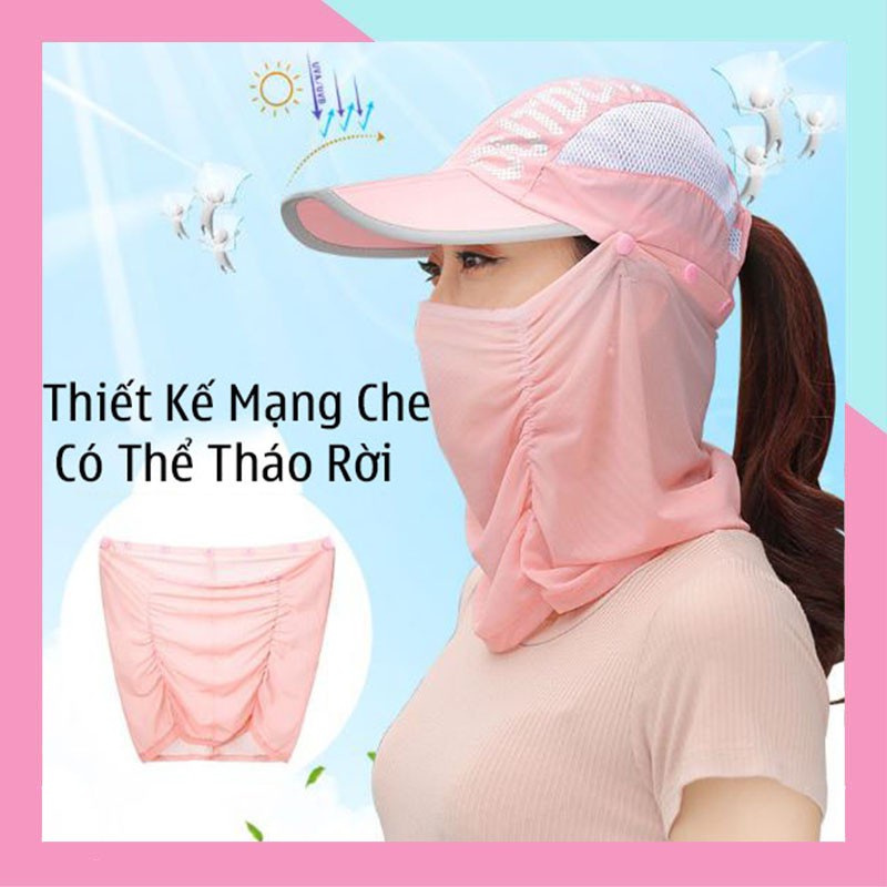 PVN31116 Mũ Chống Nắng Nữ Mùa Hè Lưỡi Trai, Che Mặt Có Khẩu Trang, Chất Lưới Thoáng Khí Có Thể Gấp Gọn T2