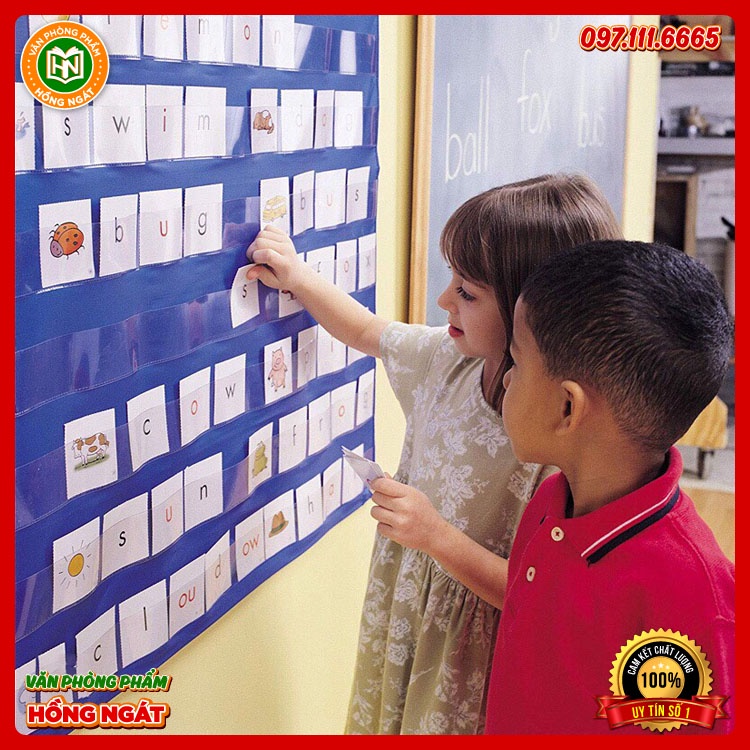 Bảng cài thẻ pocket chart 10 tầng, đồ dùng học tập giáo cụ dạy học tiếng anh văn phòng phẩm GC19