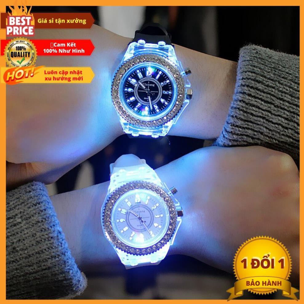 SIÊU RẺ Đồng hồ đôi DH90 phát sáng đèn led GENEVA dành cho nam nữ xu hướng thời trang Hàn Quốc Miucho