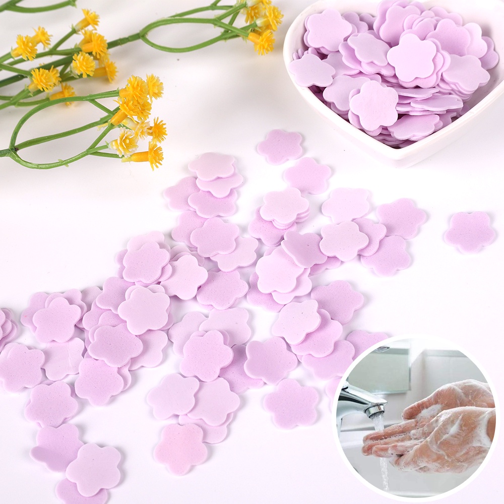 [Hàng mới về] Set 1000 tờ xà phòng giấy khử trùng hình bông hoa xinh xắn tiện dụng