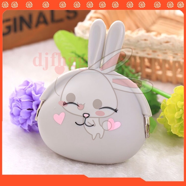 Ví đựng tiền xu / chìa khóa / thẻ bằng silicon hình thỏ hoạt hình dễ thương kiểu dáng thời trang
