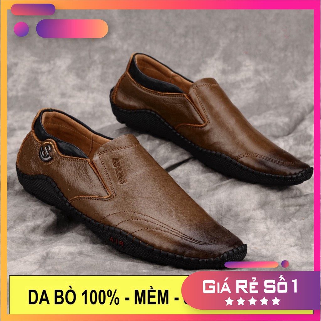 Giày da nam thời trang ĐẾ KHÂU CỰC BỀN ✅ Giày lười nam da bò cực mềm 🎁 Đế cao su siêu êm chân ✅ Mã KH5983