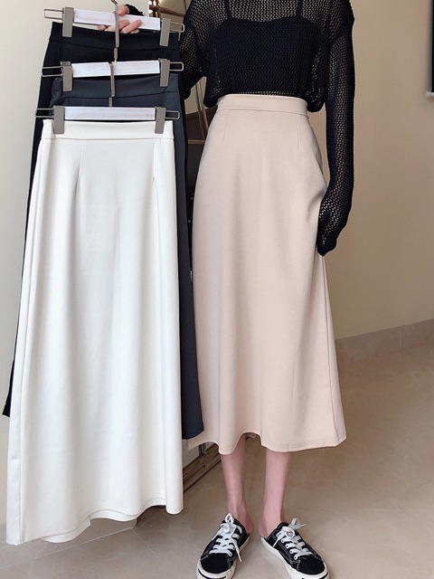 [ẢNH THẬT+VIDEO] Chân Váy Dáng Dài Form Chữ A Khoá Kéo Sau | BigBuy360 - bigbuy360.vn