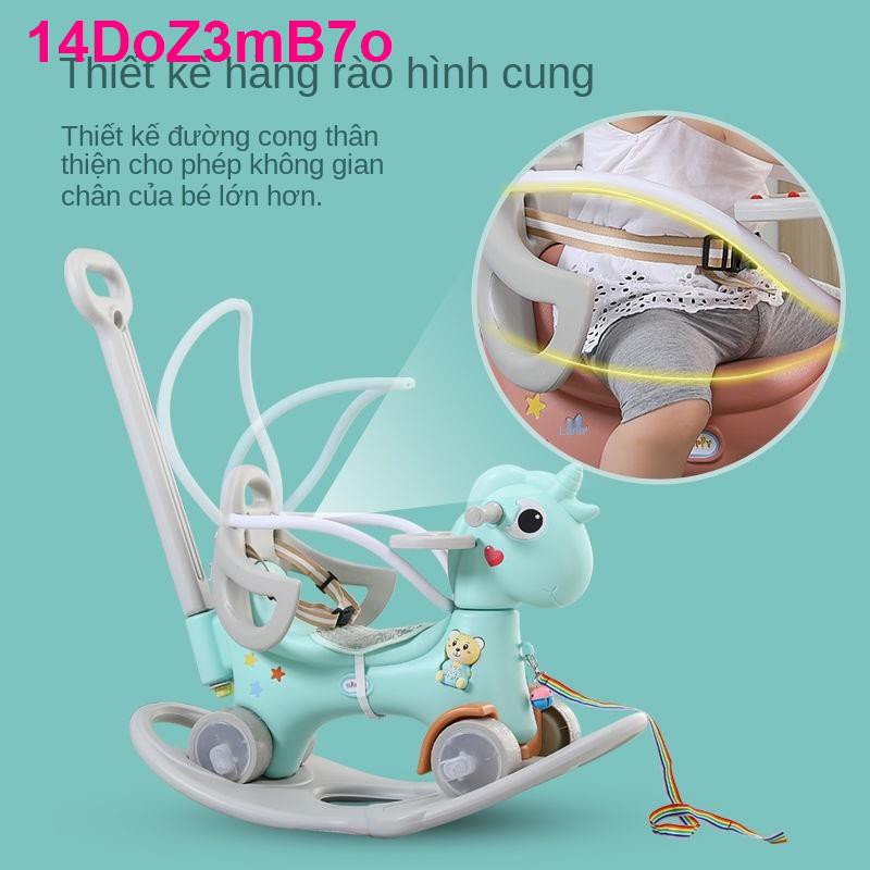 Rocking Horse Trojan Đồ chơi trẻ em có chức năng Bé trai và gái 0-1-3 tuổi Quà tặng sinh nhật cho