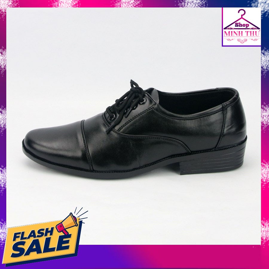 Giày tây nam thân đen đế đen có dây cột MT310 Shop Minh Thư