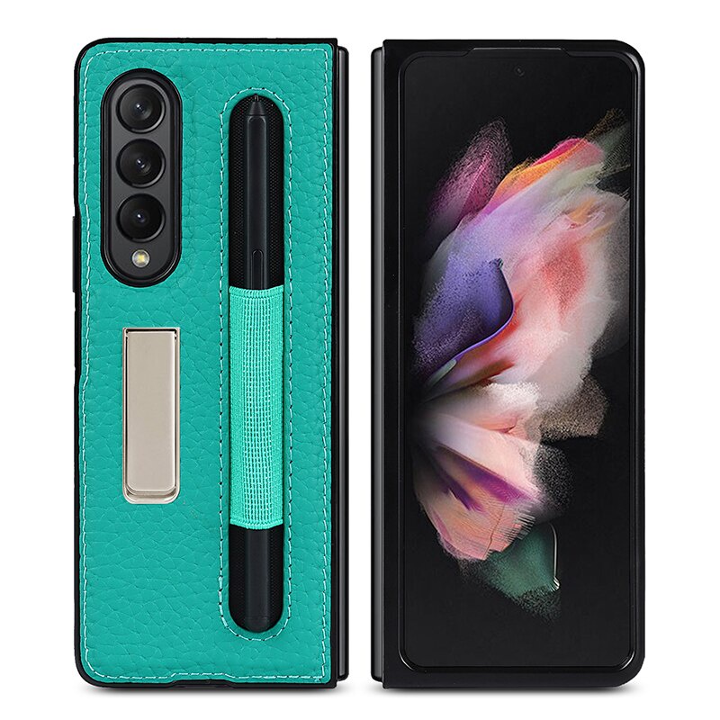 Ốp điện thoại da có ngắn đựng bút S-Pen cho Samsung Galaxy Z Fold 3 5g Samsung Z Fold 3 Fold3