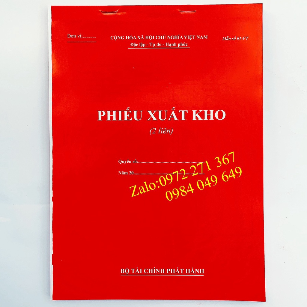 Phiếu nhập kho - phiếu xuất kho 2 liên A4 60 tờ - 100 tờ