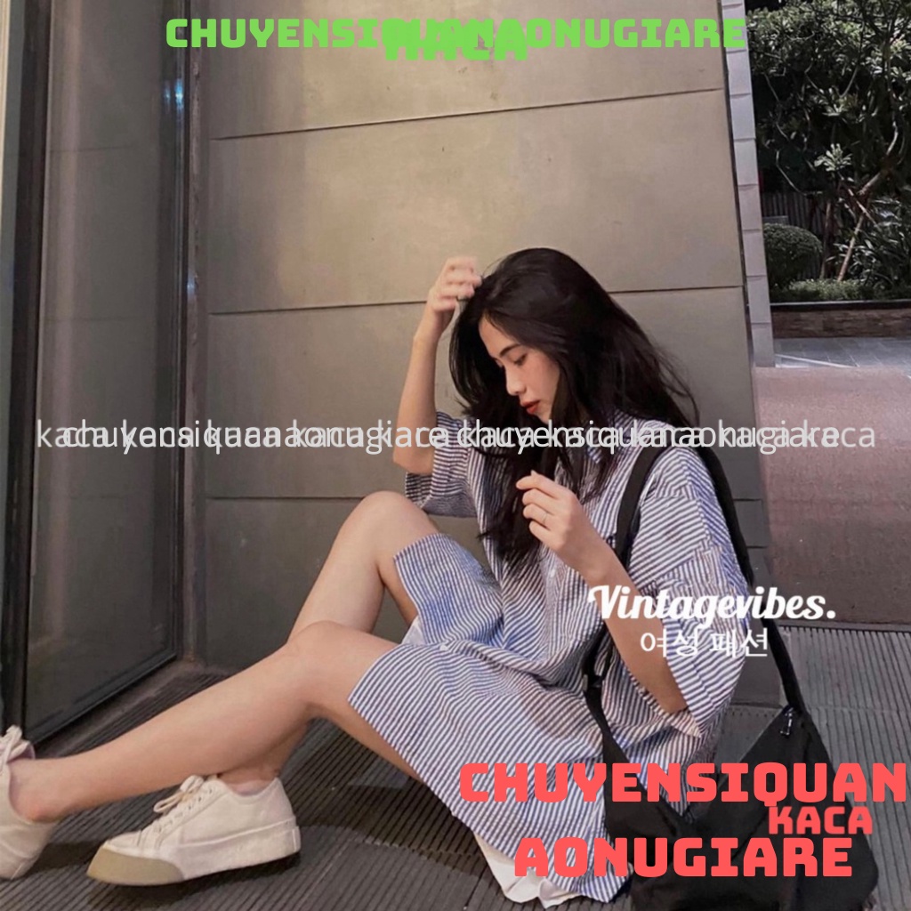 [FREESHIP] Áo sơ mi Hàn Quốc dáng rộng kẻ sọc nhiều màu Ulzzang (hàng QC) - Ảnh thật 1000% kaca chuyensiquanaonugiare