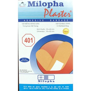 Hộp 100 miếng băng dán cá nhân tiệt trùng Milopha Plaster 401