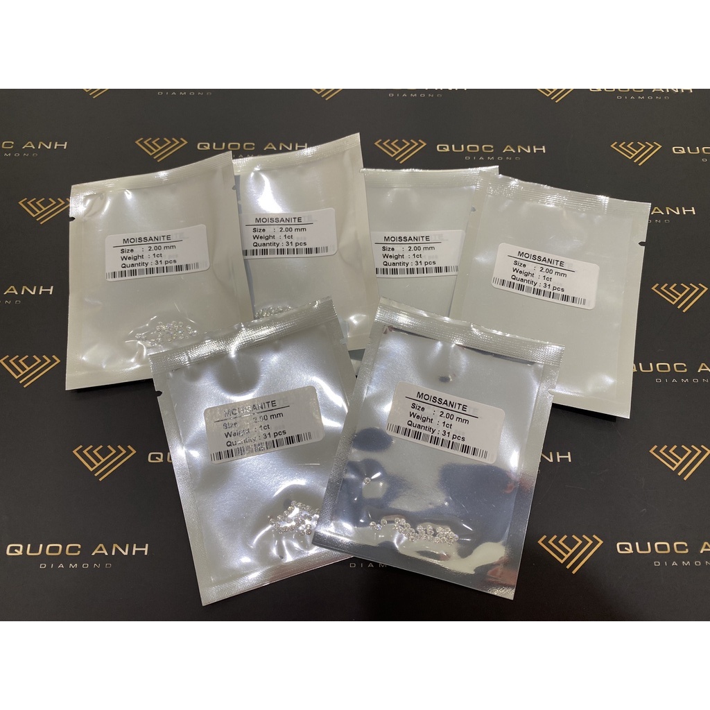 Combo 1 túi  Kim cương Moissanite Mỹ - Trắng - size 0.8 - 2.5 ly siêu đẹp