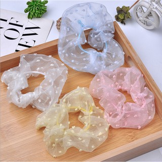 Cột tóc scrunchies voan chấm bi hot trend t005 đi biển