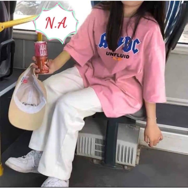 Set Quần Dài Trắng suông Áo ABCD, Cô Gái Nữ [FREESHIP] Bộ đồ culottes trơn  kèm thun form rộng tay lỡ in hình Ulzzang