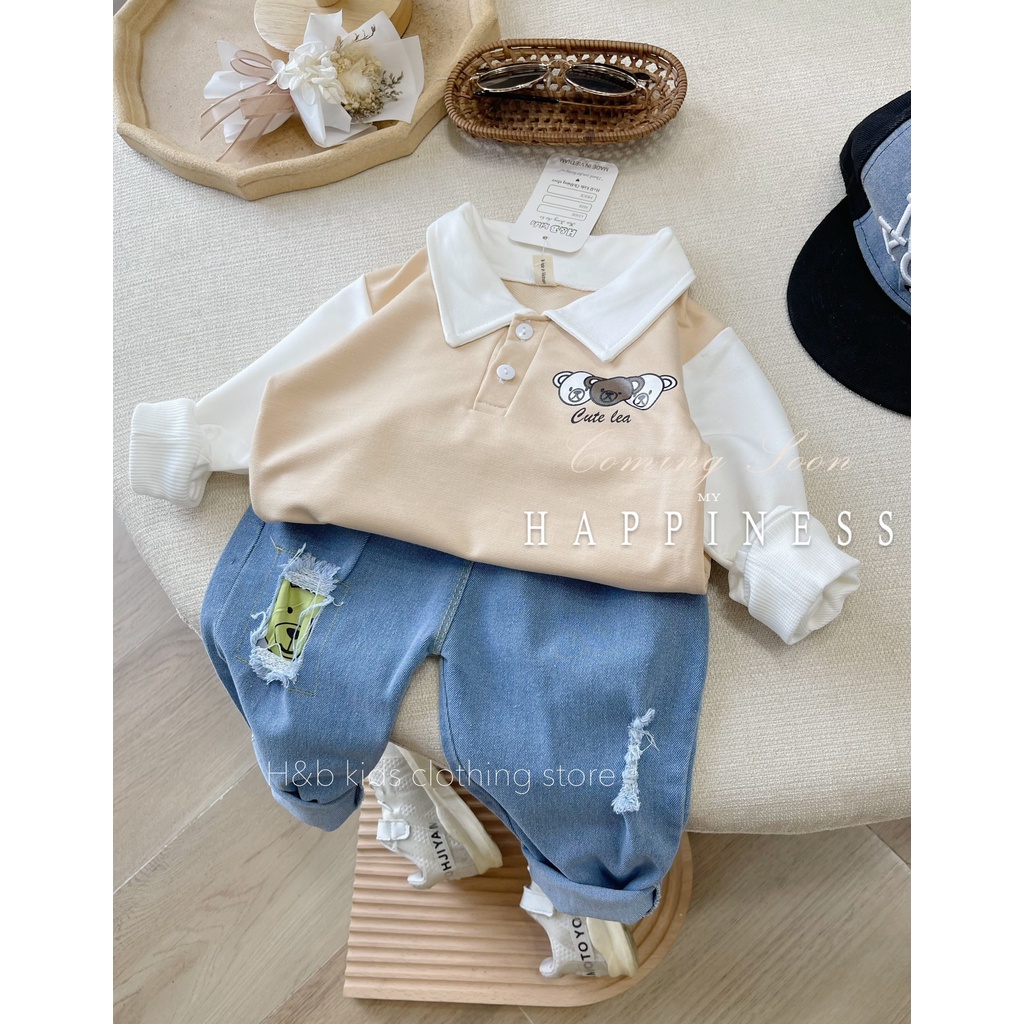 Bộ Quần Áo Gile, Quần Jean Áo Thun cho Bé Trai Gái Cực Đẹp  10-25kg
